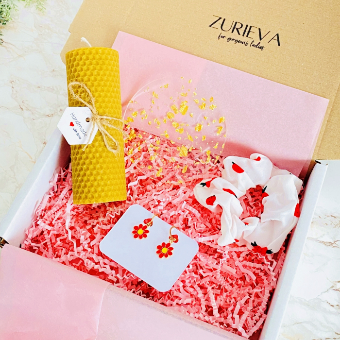 Set Cadou Lumanare & Cercei Flori Rosii, Gift Box pentru femei, Seturi Cadou [4]