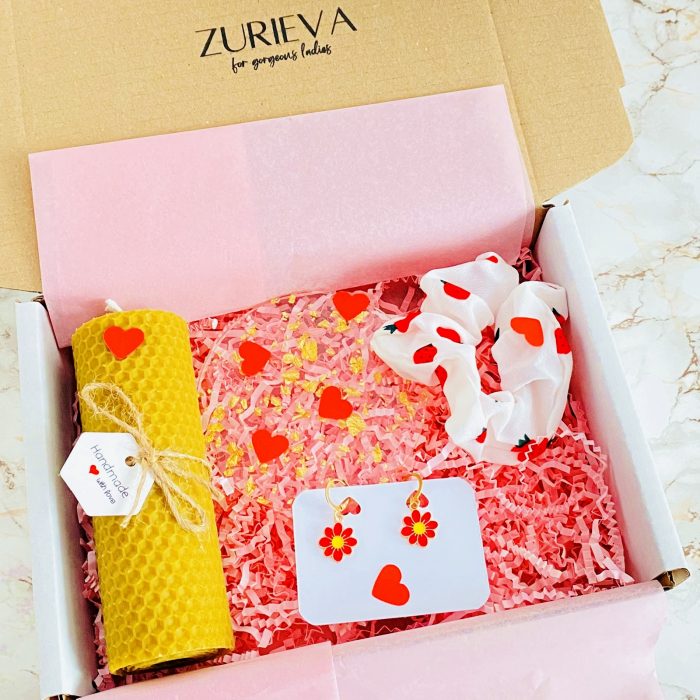 Set Cadou Lumanare & Cercei Flori Rosii, Gift Box pentru femei, Seturi Cadou [3]