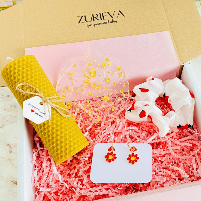 Set Cadou Lumanare & Cercei Flori Rosii, Gift Box pentru femei, Seturi Cadou [2]