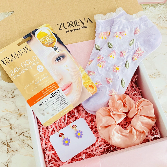 Set Cadou Flori Mov, Gift Box pentru femei, Seturi Cadou [5]