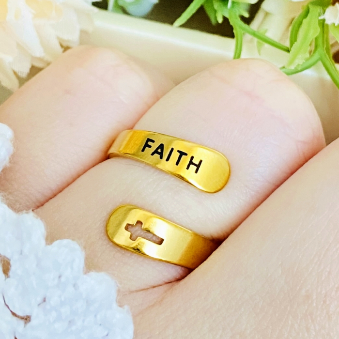 Inel Auriu Faith, Inele Otel Inoxidabil, Inele Dama [5]
