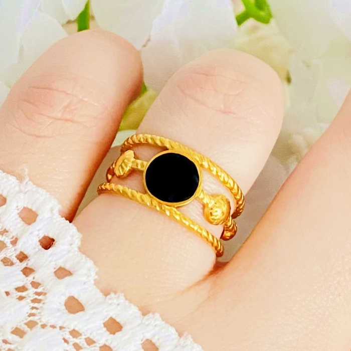 Inel Reglabil Black Gold, Inele Otel Inoxidabil, Inele Dama [2]