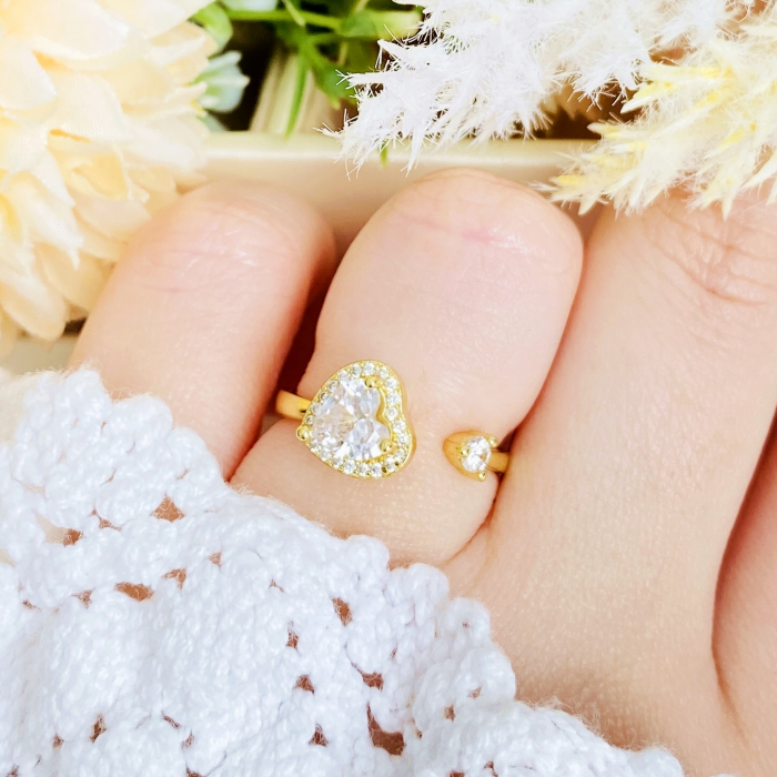 Inel Reglabil Antistres Inima, Otel Inoxidabil, Inele Dama [6]