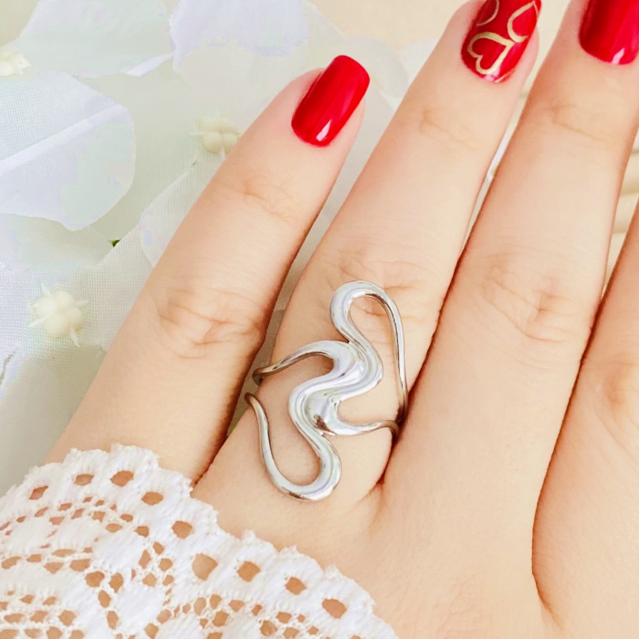 Inel Reglabil Ava Argintiu, Inele Otel Inoxidabil, Inele Dama [3]