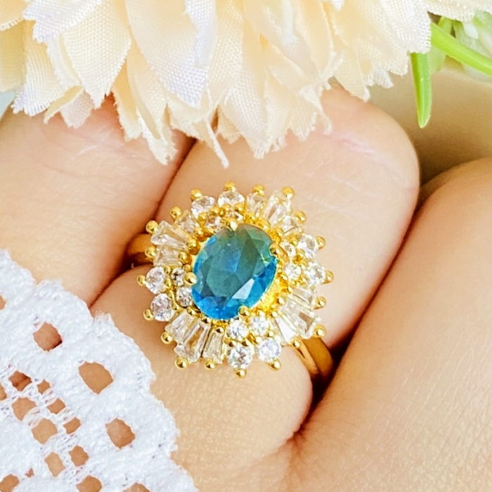 Inel Reglabil Blue Vintage, Inele Otel Inoxidabil, Inele Dama [6]