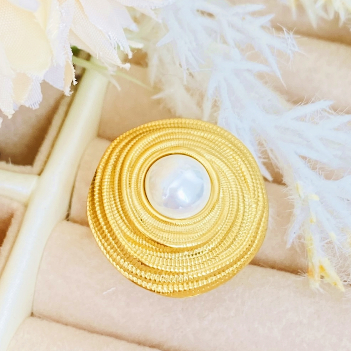 Inel Reglabil Perla Alba, Otel Inoxidabil, Inele Dama [3]