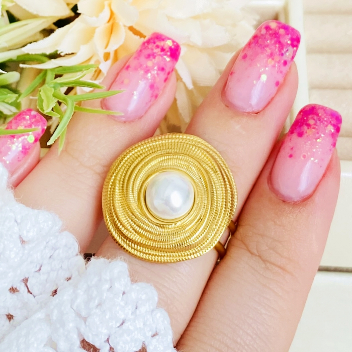 Inel Reglabil Perla Alba, Otel Inoxidabil, Inele Dama [1]