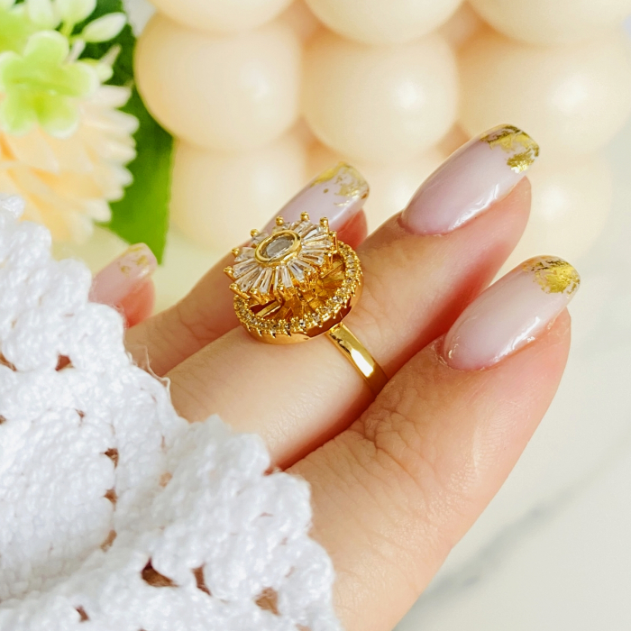 Inel Reglabil Antistres Cristale, Otel Inoxidabil, Inele Dama [5]