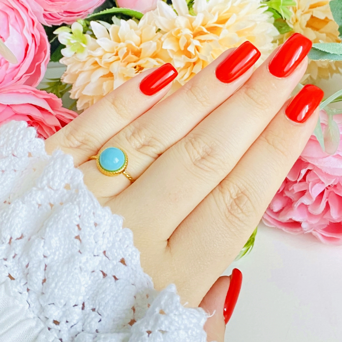 Inel Auriu Piatra Turcoaz, Otel Inoxidabil, Inele Dama [2]