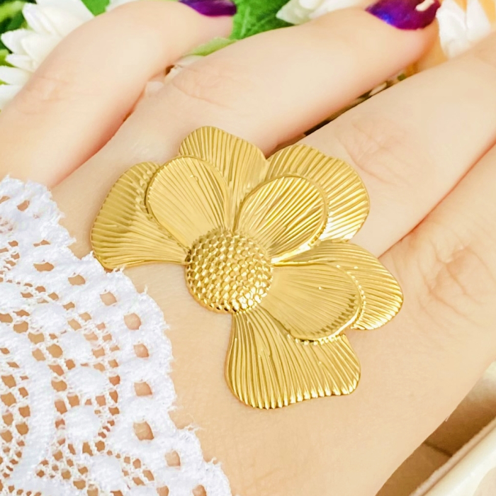 Inel Reglabil Floare Mare, Inele Otel Inoxidabil, Inele Dama [7]