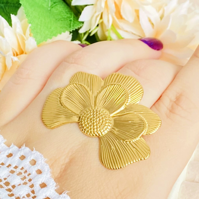 Inel Reglabil Floare Mare, Inele Otel Inoxidabil, Inele Dama [1]