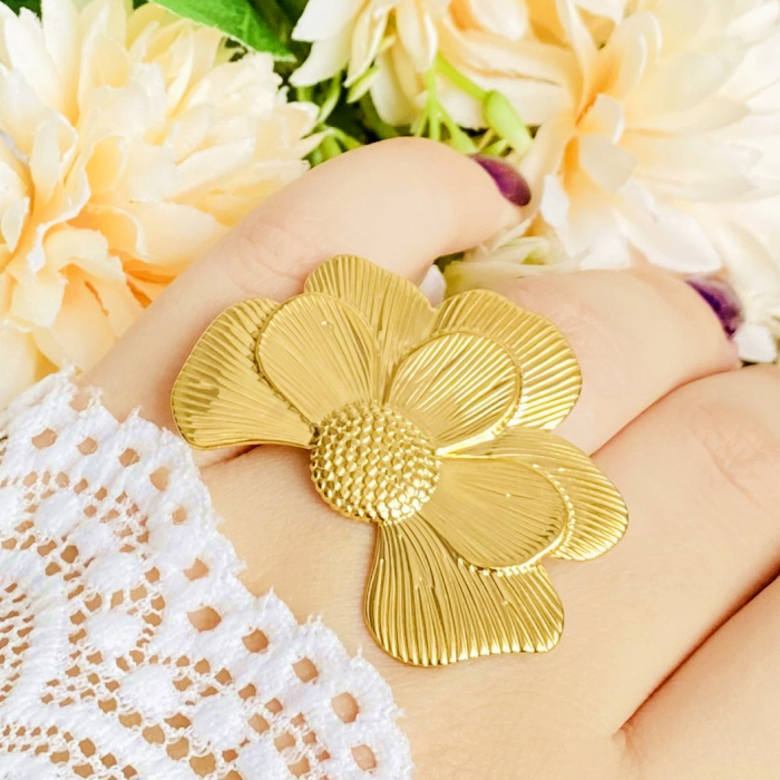 Inel Reglabil Floare Mare, Inele Otel Inoxidabil, Inele Dama [9]