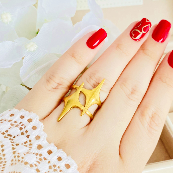 Inel Reglabil Stele Aurii, Inele Otel Inoxidabil, Inele Dama [3]