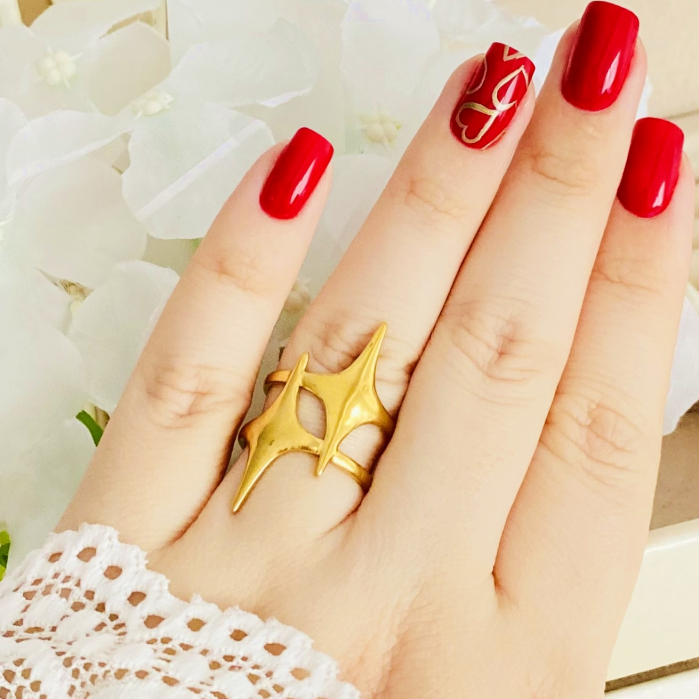 Inel Reglabil Stele Aurii, Inele Otel Inoxidabil, Inele Dama [4]