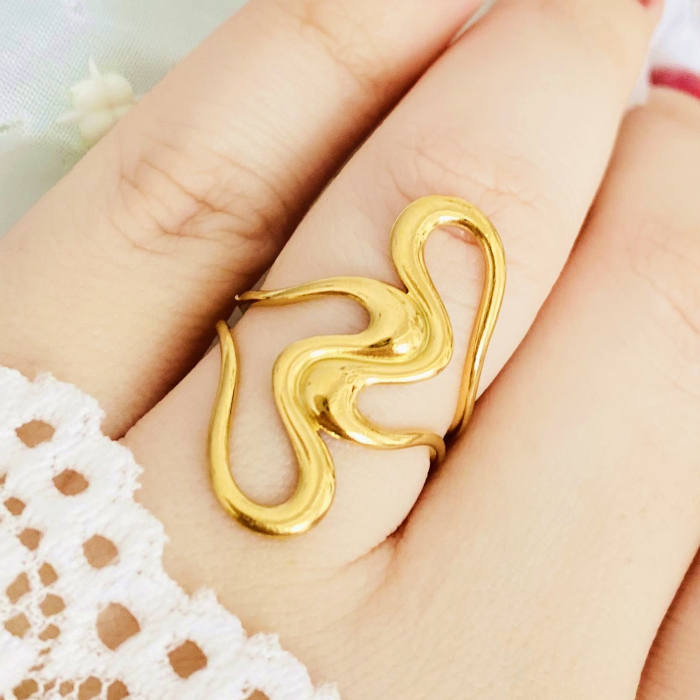 Inel Reglabil Ava Auriu, Inele Otel Inoxidabil, Inele Dama [4]