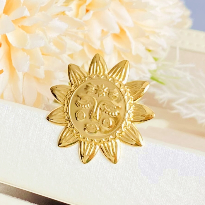 Inel Reglabil Soare Aztec, Inele Otel Inoxidabil, Inele Dama [4]