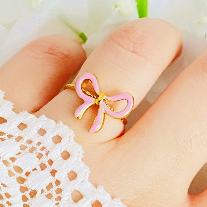 Inel Reglabil Funda Roz, Inele Otel Inoxidabil, Inele Dama [2]