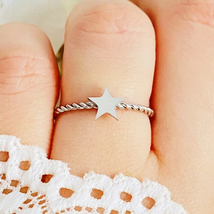 Inel Reglabil Stea Argintie, Inele Otel Inoxidabil, Inele Dama [2]
