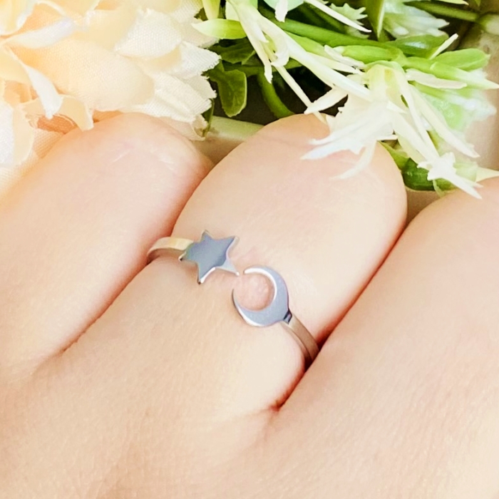 Inel Reglabil Luna Stea, Inele Otel Inoxidabil, Inele Dama [1]