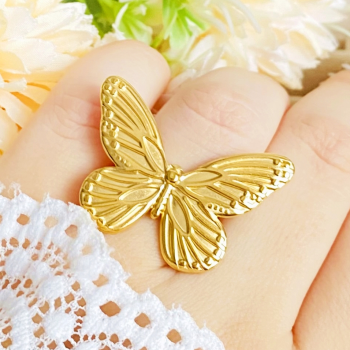 Inel Reglabil Fluture Mare, Inele Otel Inoxidabil, Inele Dama [4]