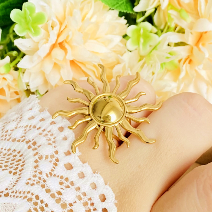 Inel Reglabil Soare, Inele Otel Inoxidabil, Inele Dama [5]