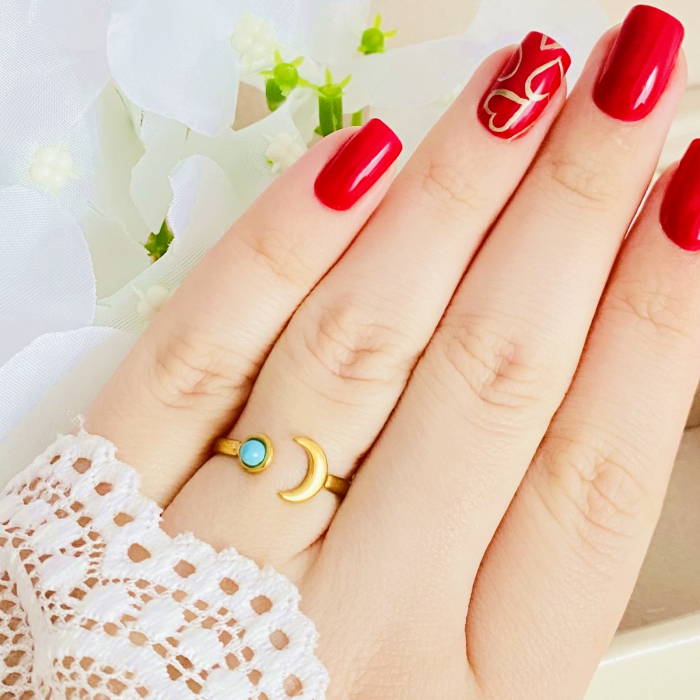 Inel Reglabil Blue Moon, Inele Otel Inoxidabil, Inele Dama [4]