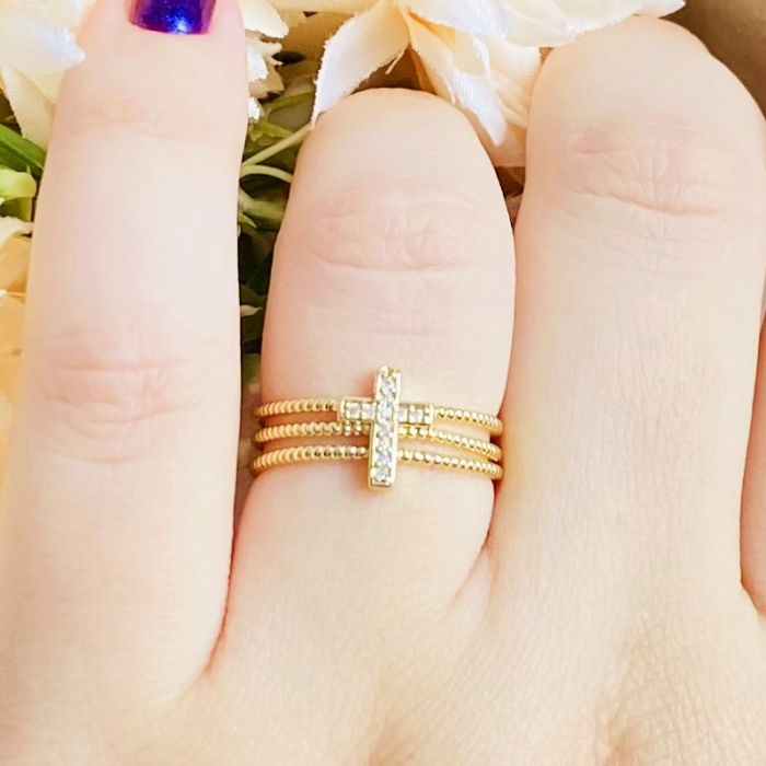 Inel Reglabil Cruciulita Cristale, Inele Otel Inoxidabil, Inele Dama [7]