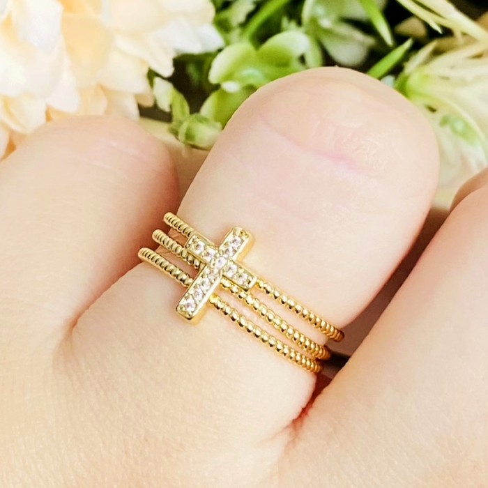 Inel Reglabil Cruciulita Cristale, Inele Otel Inoxidabil, Inele Dama [10]