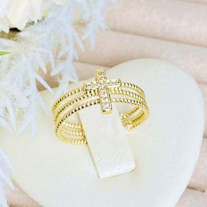 Inel Reglabil Cruciulita Cristale, Inele Otel Inoxidabil, Inele Dama [3]