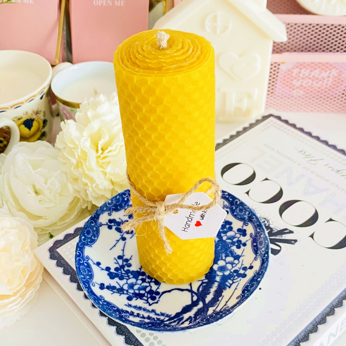 Lumanare Ceara Albine si Farfurie Portelan Vintage, Set Cadou Lumanari Handmade [2]