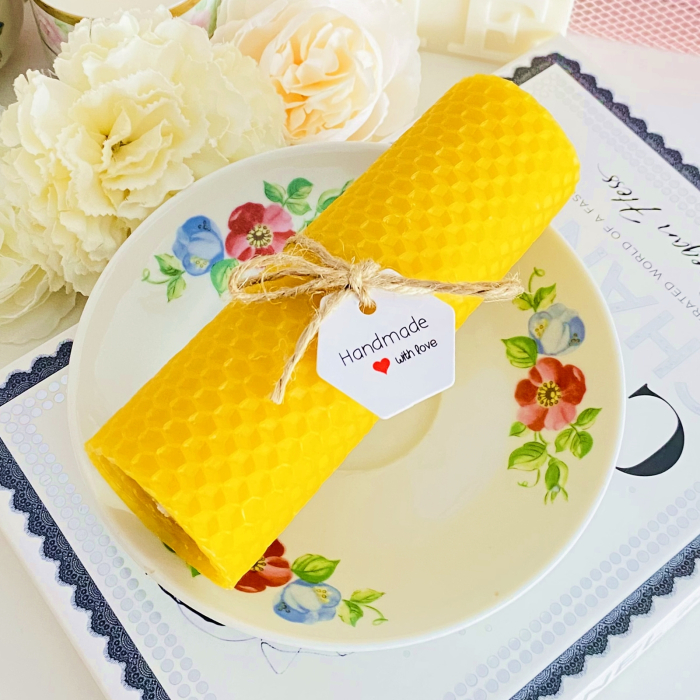 Lumanare Ceara Albine si Farfurie Portelan Vintage, Set Cadou Lumanari Handmade [2]