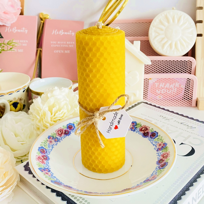 Lumanare Ceara Albine si Farfurie Portelan Vintage, Set Cadou Lumanari Handmade [5]