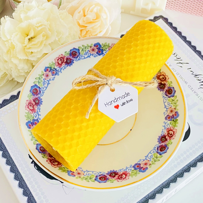 Lumanare Ceara Albine si Farfurie Portelan Vintage, Set Cadou Lumanari Handmade [3]