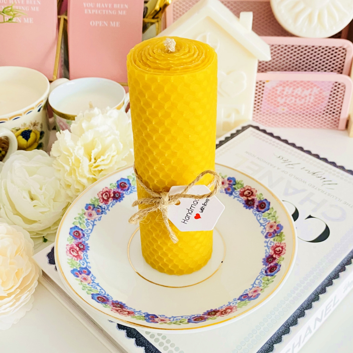Lumanare Ceara Albine si Farfurie Portelan Vintage, Set Cadou Lumanari Handmade [2]