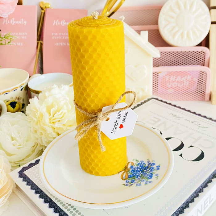 Lumanare Ceara Albine si Farfurie Portelan Vintage, Set Cadou Lumanari Handmade [2]