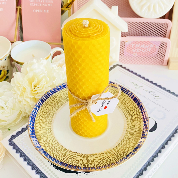 Lumanare Ceara Albine si Farfurie Portelan Vintage, Set Cadou Lumanari Handmade [2]