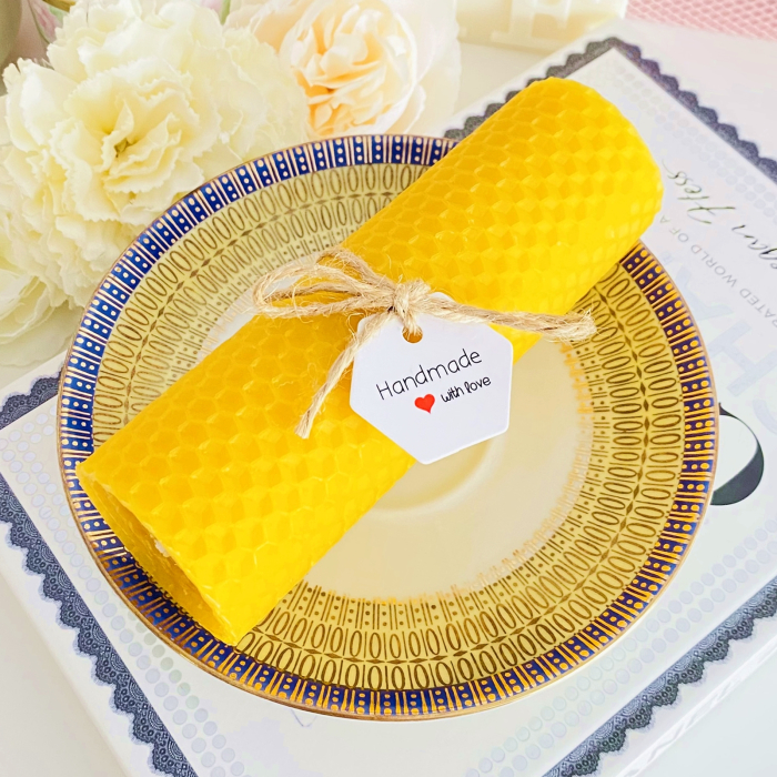 Lumanare Ceara Albine si Farfurie Portelan Vintage, Set Cadou Lumanari Handmade [3]