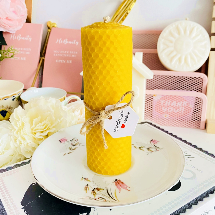 Lumanare Ceara Albine si Farfurie Portelan Vintage, Set Cadou Lumanari Handmade [2]