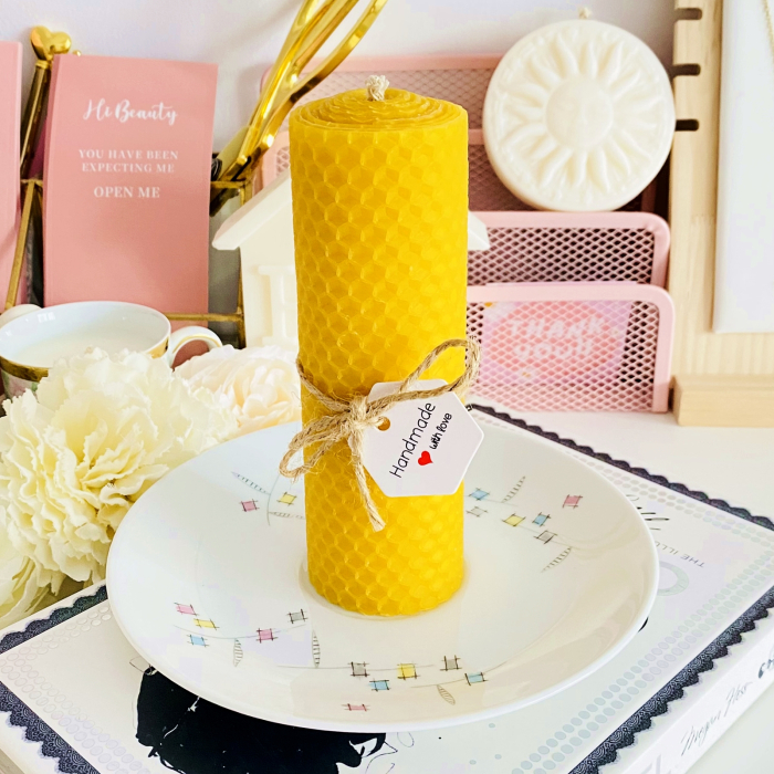 Lumanare Ceara Albine si Farfurie Portelan Vintage, Set Cadou Lumanari Handmade [2]