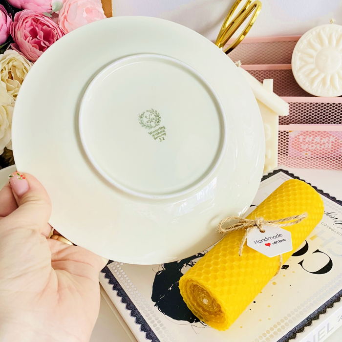 Lumanare Ceara Albine si Farfurie Portelan Vintage, Lumanari Parfumate Handmade [5]