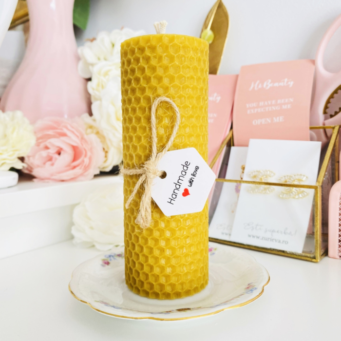 Lumanare Ceara Albine si Farfurie Portelan Vintage, Set Cadou Lumanari [2]