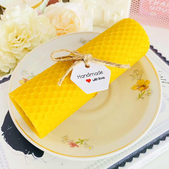 Lumanare Ceara Albine si Farfurie Portelan Vintage, Set Cadou Lumanari Handmade [3]