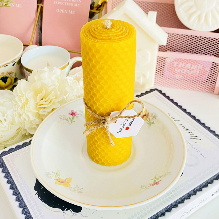 Lumanare Ceara Albine si Farfurie Portelan Vintage, Set Cadou Lumanari Handmade [2]