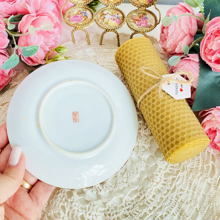 Lumanare Ceara Albine si Farfurie Portelan Vintage, Lumanari Parfumate Handmade [4]