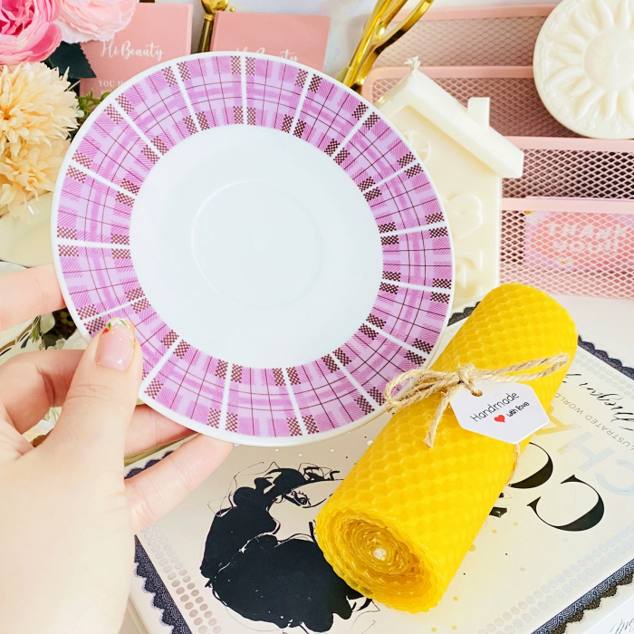 Lumanare Ceara Albine si Farfurie Portelan Vintage, Lumanari Parfumate Handmade [4]