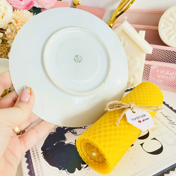 Lumanare Ceara Albine si Farfurie Portelan Vintage, Lumanari Parfumate Handmade [5]