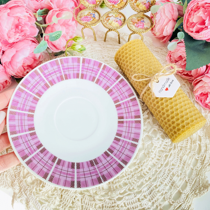 Lumanare Ceara Albine si Farfurie Portelan Vintage, Lumanari Parfumate Handmade [2]