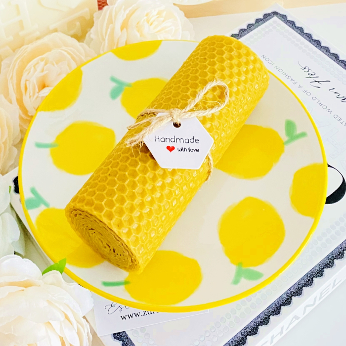 Lumanare Ceara Albine si Farfurie Portelan Vintage, Set Cadou Lumanari Handmade [3]