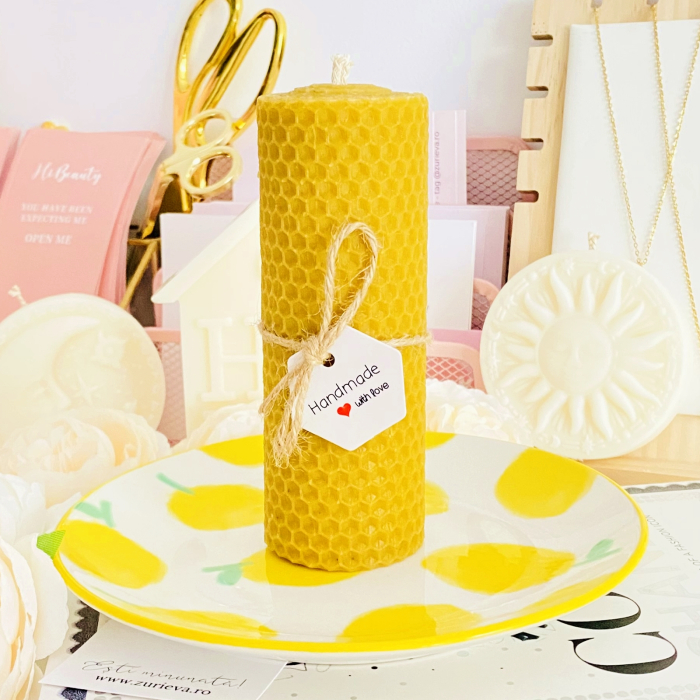 Lumanare Ceara Albine si Farfurie Portelan Vintage, Set Cadou Lumanari Handmade [2]