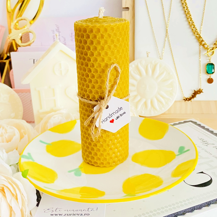 Lumanare Ceara Albine si Farfurie Portelan Vintage, Set Cadou Lumanari Handmade [5]